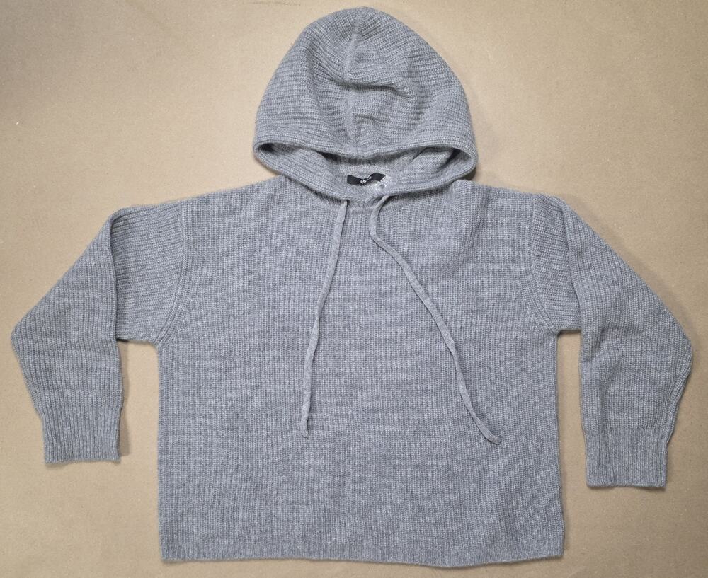 Quince Mongolian Cashmere Fisherman Pullover Hoodie Gray M soft lightweight
